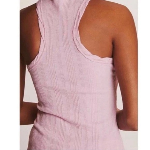 Anthropologie Pilcro Sustainable Ribbed Tank Top In Pink Size Medium Stretch - Picture 3 of 13